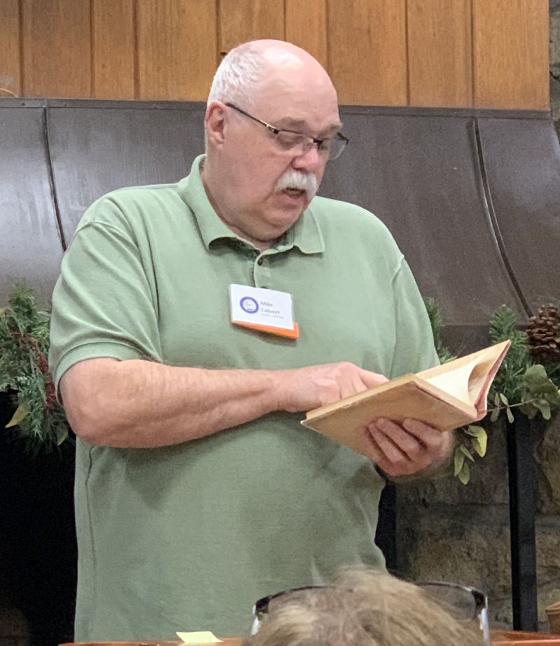 Mike Calvert reads from one of his Civil War era book